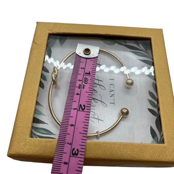 Tie the Knot Bracelet Gold Tone in Box New Wedding Gift Bangle Cuff Proposal - Picture 2 of 12